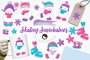 Skating Snowbabies illustration pack