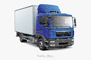 Box Truck with Blue Cabine