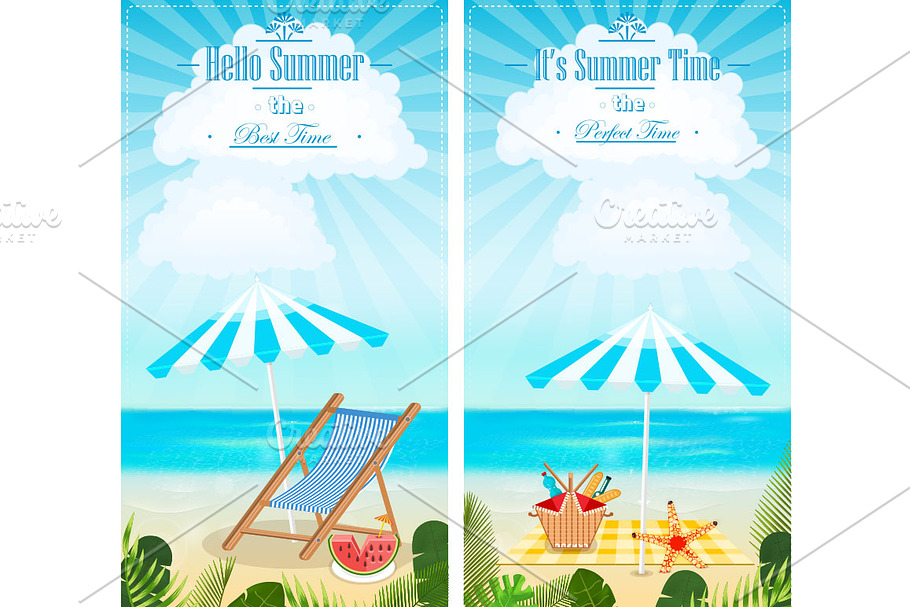 Set of vacation vertical banners in Illustrations - product preview 8