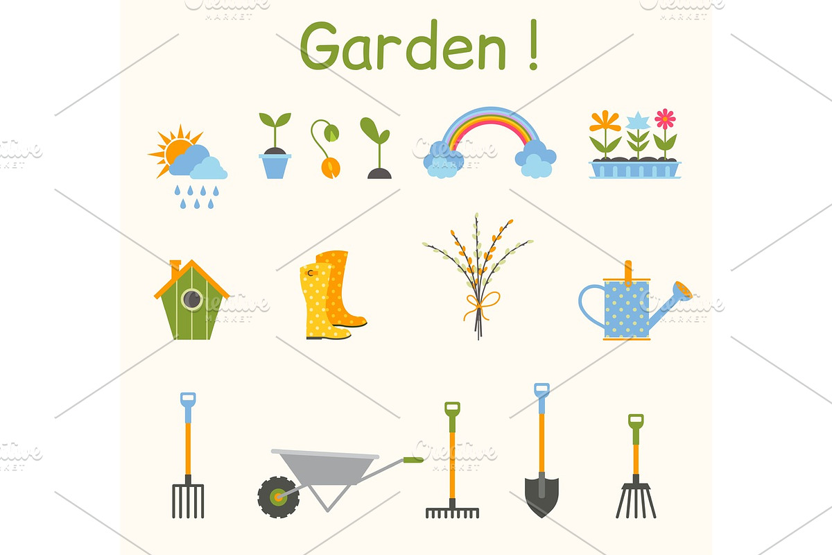 Set of various gardening items. Garden tools. in Illustrations - product preview 8