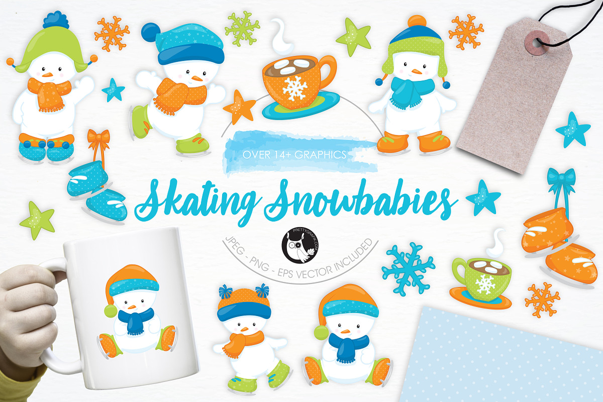 Skating Snowbabies illustration pack in Illustrations - product preview 8