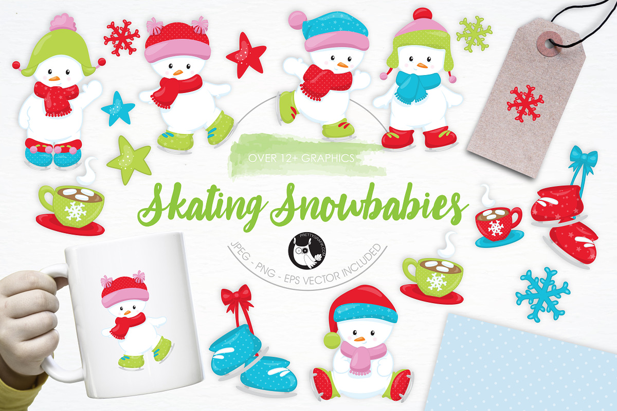 Skating Snowbabies illustration pack in Illustrations - product preview 8