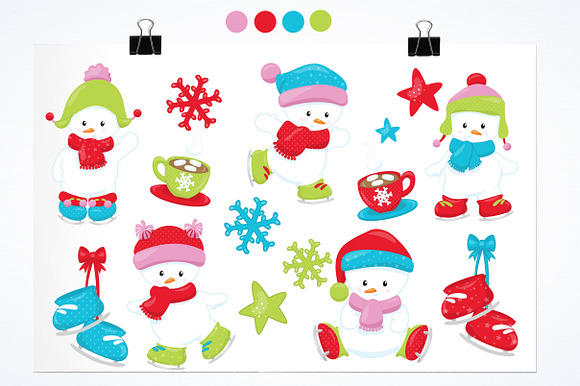 Skating Snowbabies illustration pack in Illustrations - product preview 1