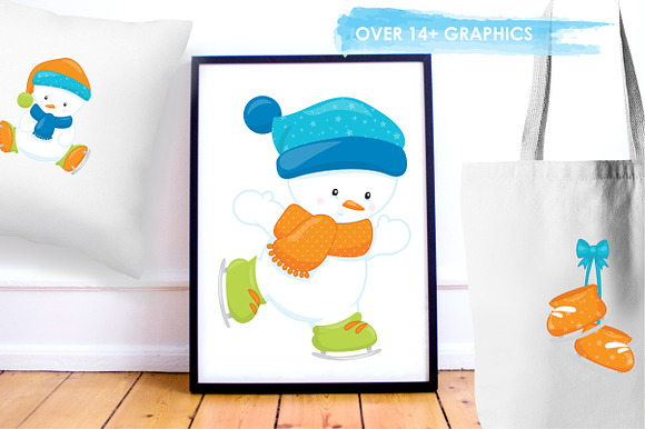 Skating Snowbabies illustration pack in Illustrations - product preview 3