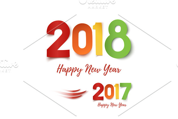 Happy New Year 2017- 2018 colorful design.