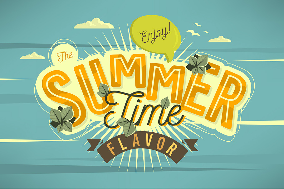 Enjoy The Summer Time Flavor Vector. in Graphics - product preview 8