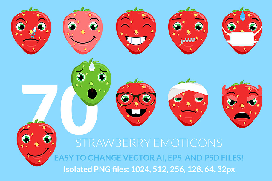 Strawberry Emoticons / Emoji in Heart Emoticons - product preview 8