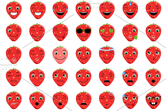 Strawberry Emoticons / Emoji in Heart Emoticons - product preview 1