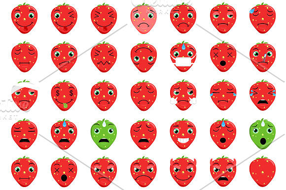 Strawberry Emoticons / Emoji in Heart Emoticons - product preview 2