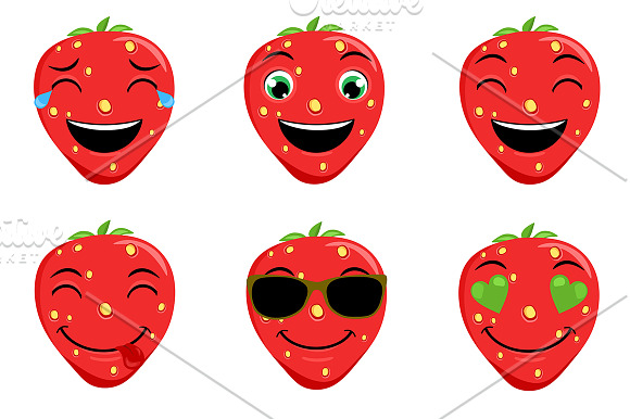 Strawberry Emoticons / Emoji in Heart Emoticons - product preview 3