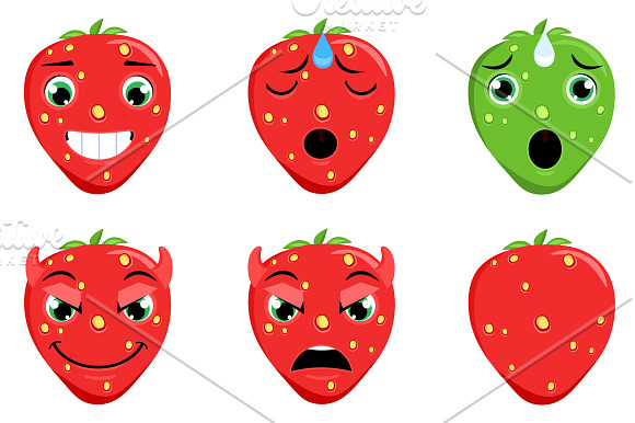 Strawberry Emoticons / Emoji in Heart Emoticons - product preview 4