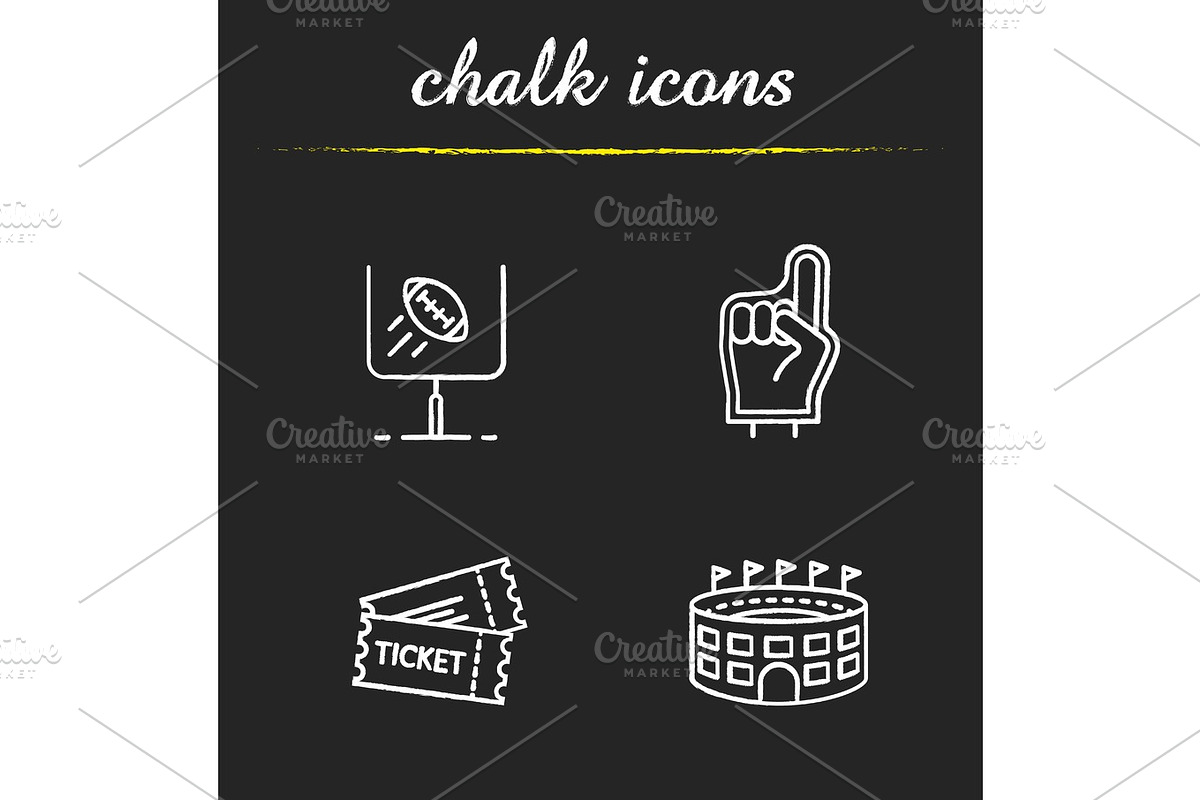 American football chalk icons set in Graphics - product preview 8