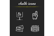 American football chalk icons set
