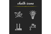 Environment protection chalk icons set