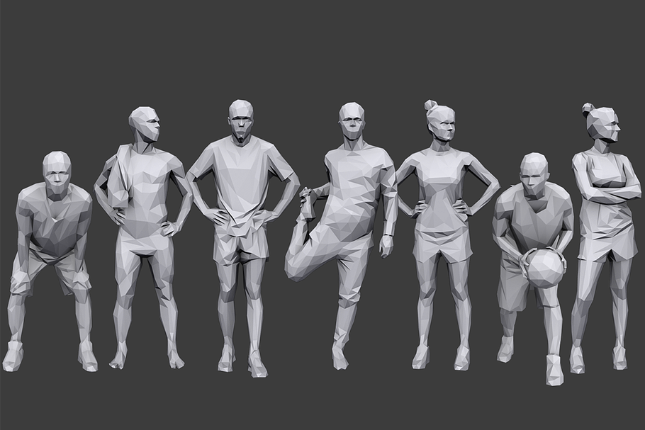 Lowpoly People Sports Pack in People - product preview 8
