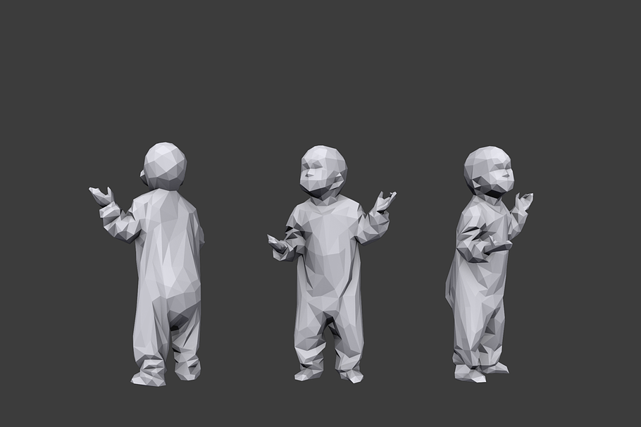 Lowpoly Children Pack in People - product preview 1