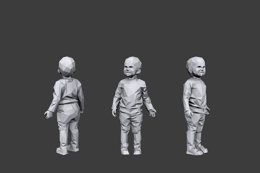 Lowpoly Children Pack in People - product preview 3