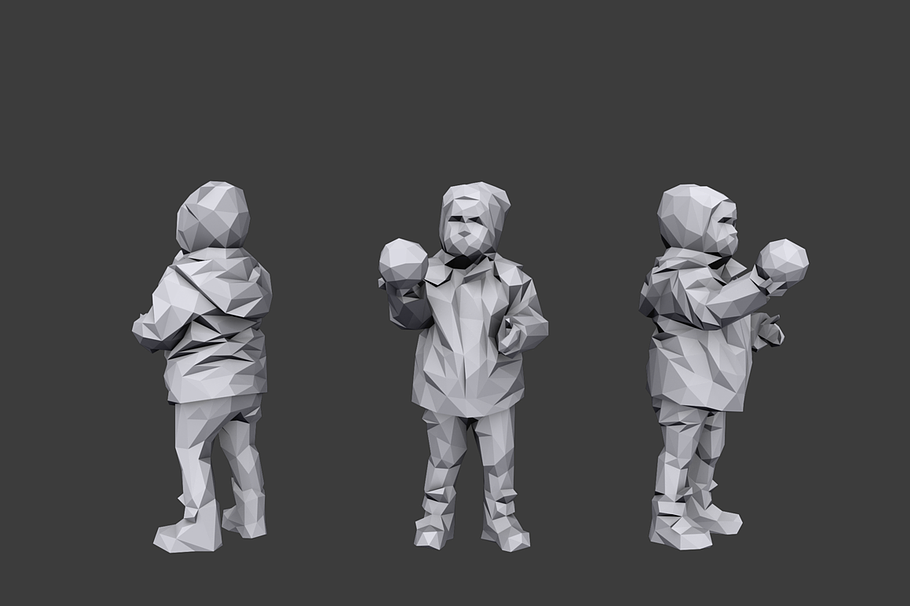 Lowpoly Children Pack in People - product preview 4