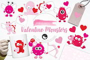Valentine Monsters illustration pack