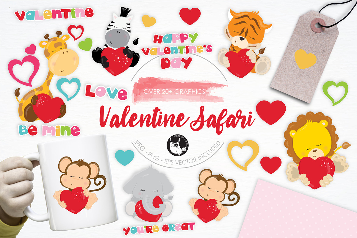 Valentine Safari illustration pack in Illustrations - product preview 8
