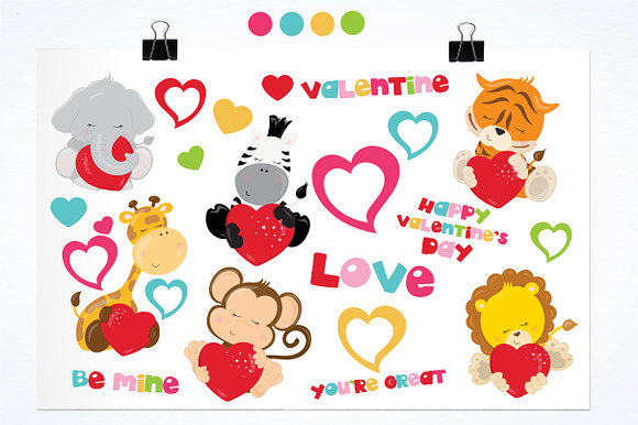 Valentine Safari illustration pack in Illustrations - product preview 1