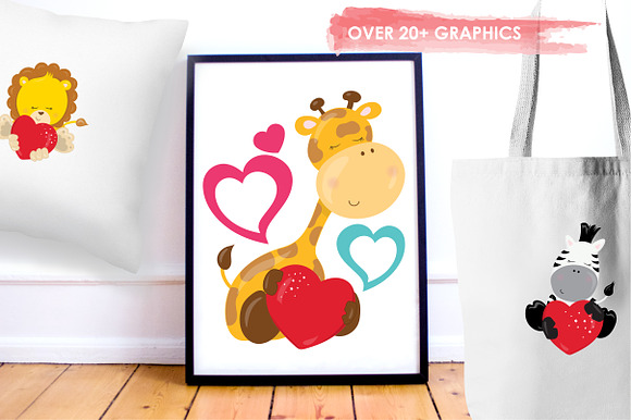 Valentine Safari illustration pack in Illustrations - product preview 4