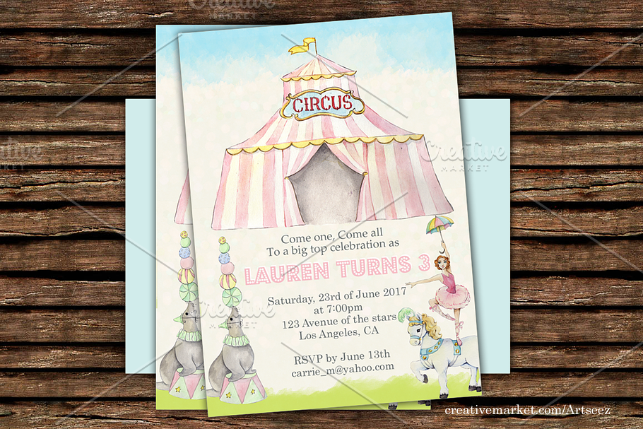 DIY Circus Printable Invitation