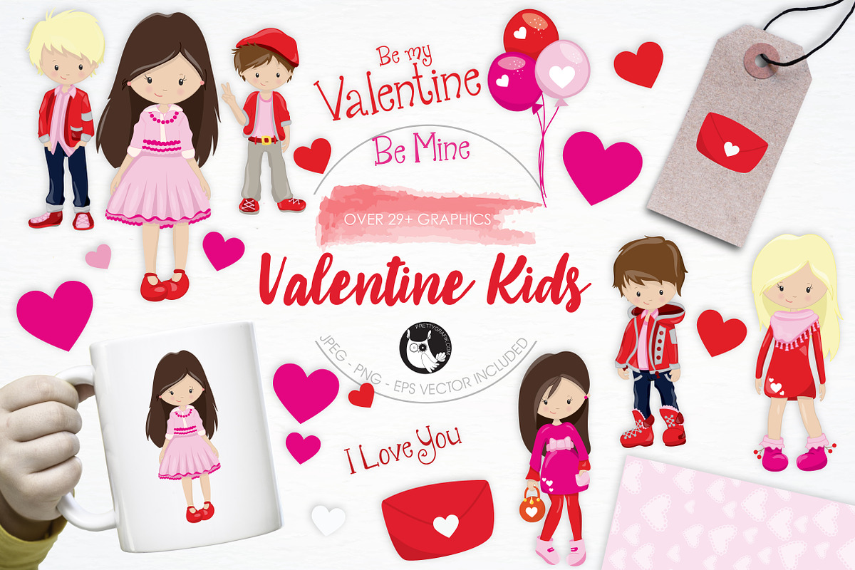 Valentine Kids illustration pack in Illustrations - product preview 8