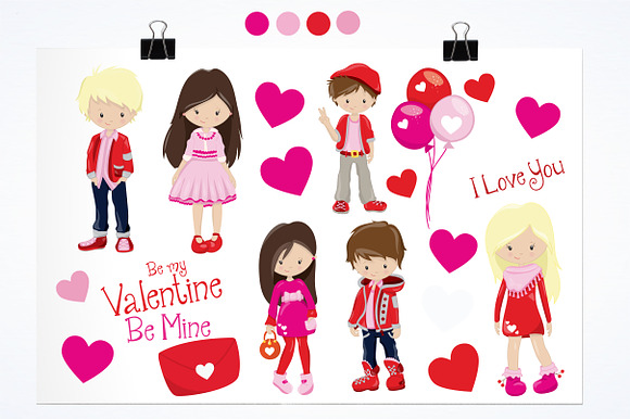 Valentine Kids illustration pack in Illustrations - product preview 1