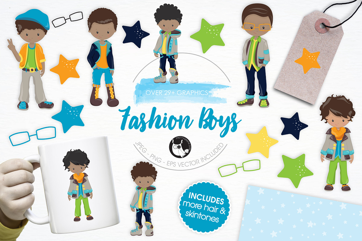 Fashion Boys  illustration pack in Illustrations - product preview 8