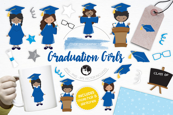 Graduation Girls illustration pack