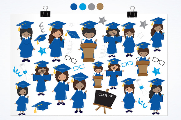 Graduation Girls illustration pack in Illustrations - product preview 1