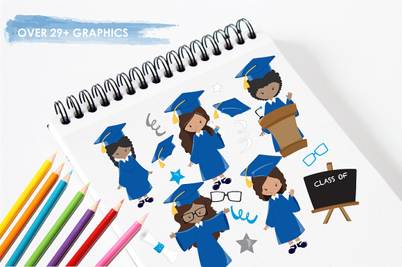 Graduation Girls illustration pack in Illustrations - product preview 2