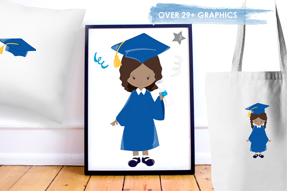 Graduation Girls illustration pack in Illustrations - product preview 4