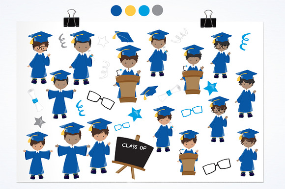 Graduation Boys illustration pack in Illustrations - product preview 1