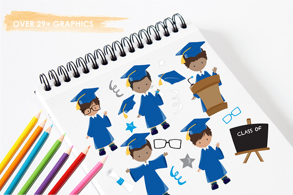Graduation Boys illustration pack in Illustrations - product preview 2