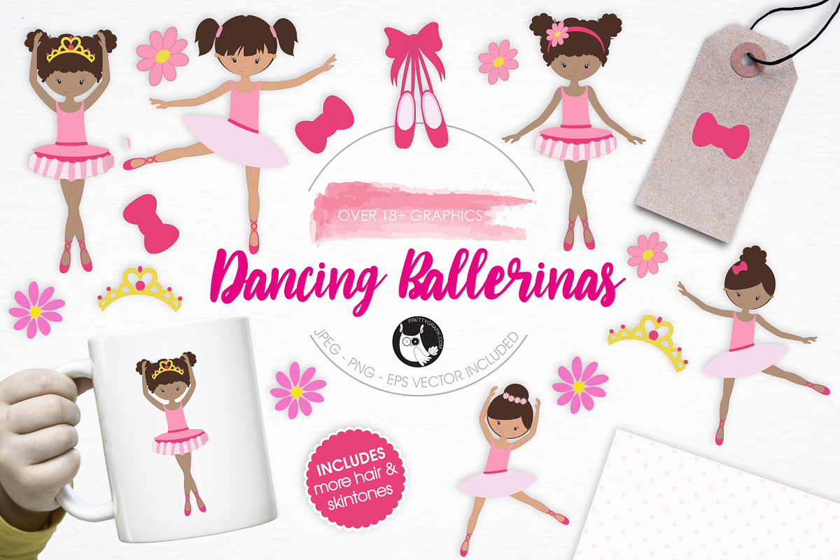 Dancing Ballerinas illustration pack in Illustrations - product preview 8