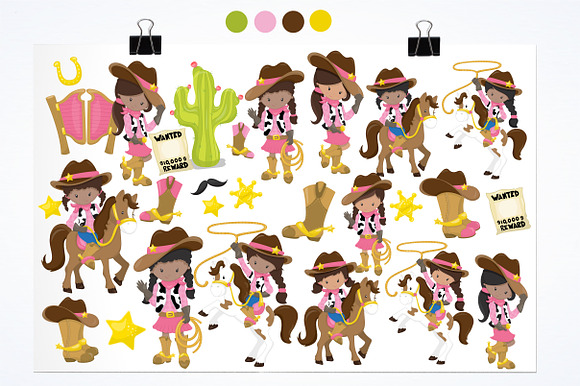 Wild West Cowgirls illustration pack in Illustrations - product preview 1