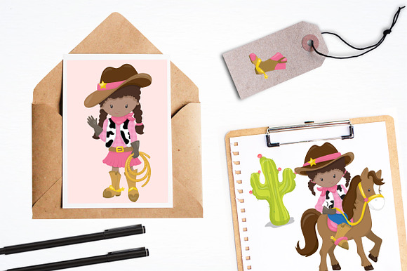 Wild West Cowgirls illustration pack in Illustrations - product preview 3
