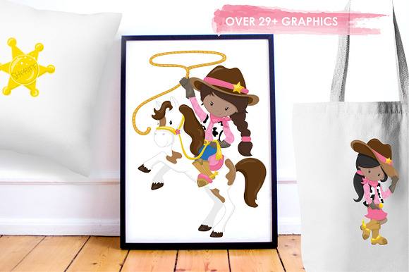 Wild West Cowgirls illustration pack in Illustrations - product preview 4