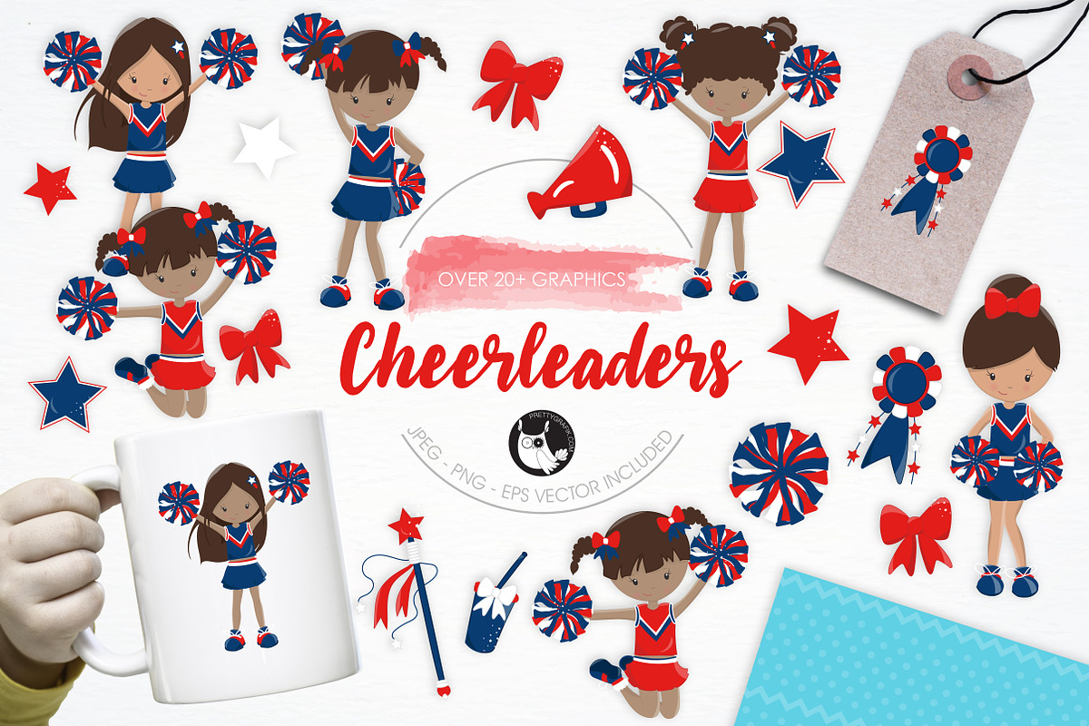 Cheerleaders illustration pack in Illustrations - product preview 8