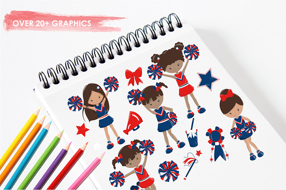 Cheerleaders illustration pack in Illustrations - product preview 2