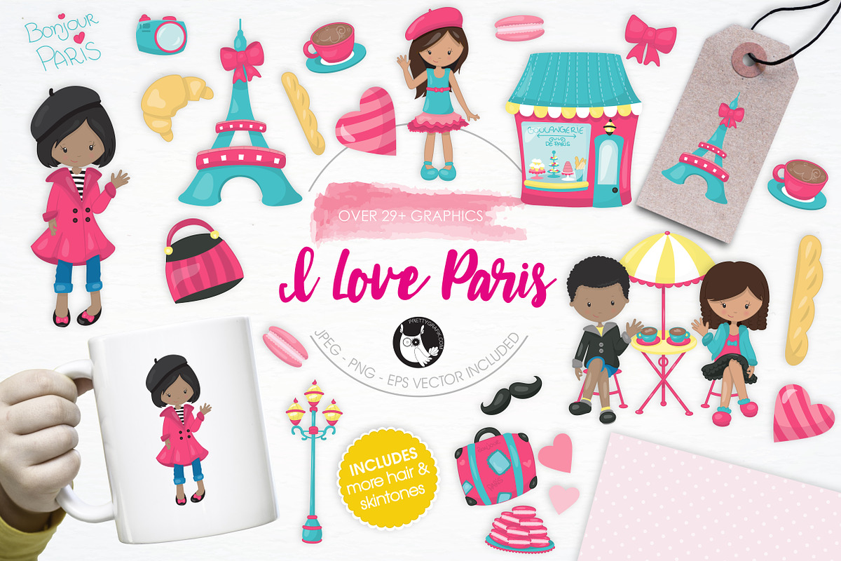 I Love Paris illustration pack in Illustrations - product preview 8