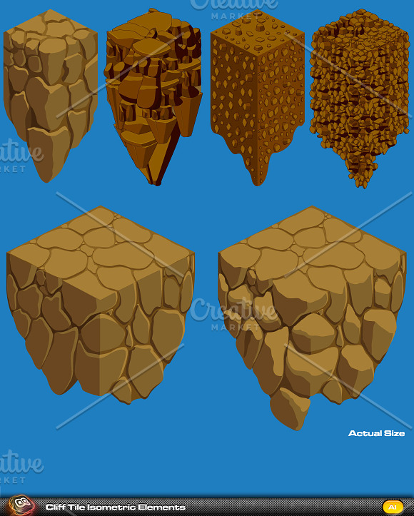Cliff Elements Isometric Tiles in Illustrations - product preview 2