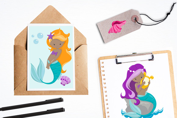 Mermaids illustration pack in Illustrations - product preview 3