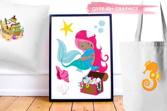 Mermaids illustration pack in Illustrations - product preview 4