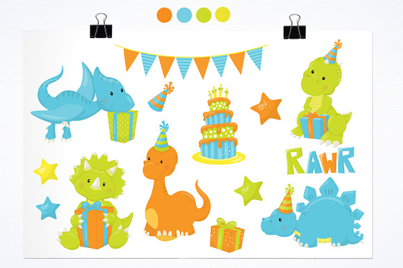 Party Dinos  illustration pack in Illustrations - product preview 1
