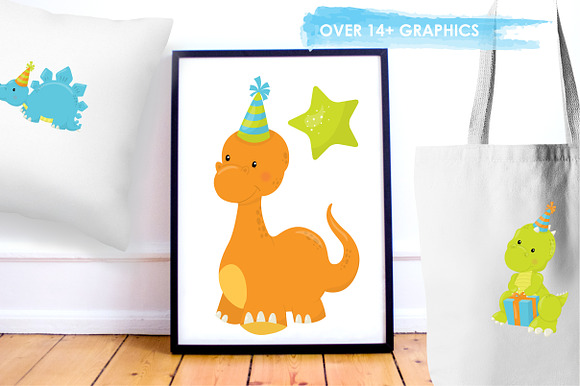 Party Dinos  illustration pack in Illustrations - product preview 4
