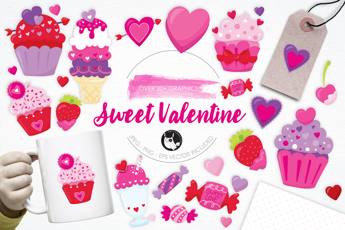 Sweet Valentine illustration pack in Illustrations - product preview 8