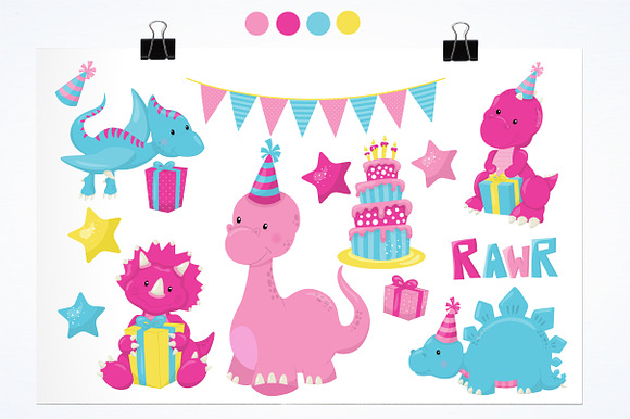 Party Dinos  illustration pack in Illustrations - product preview 1